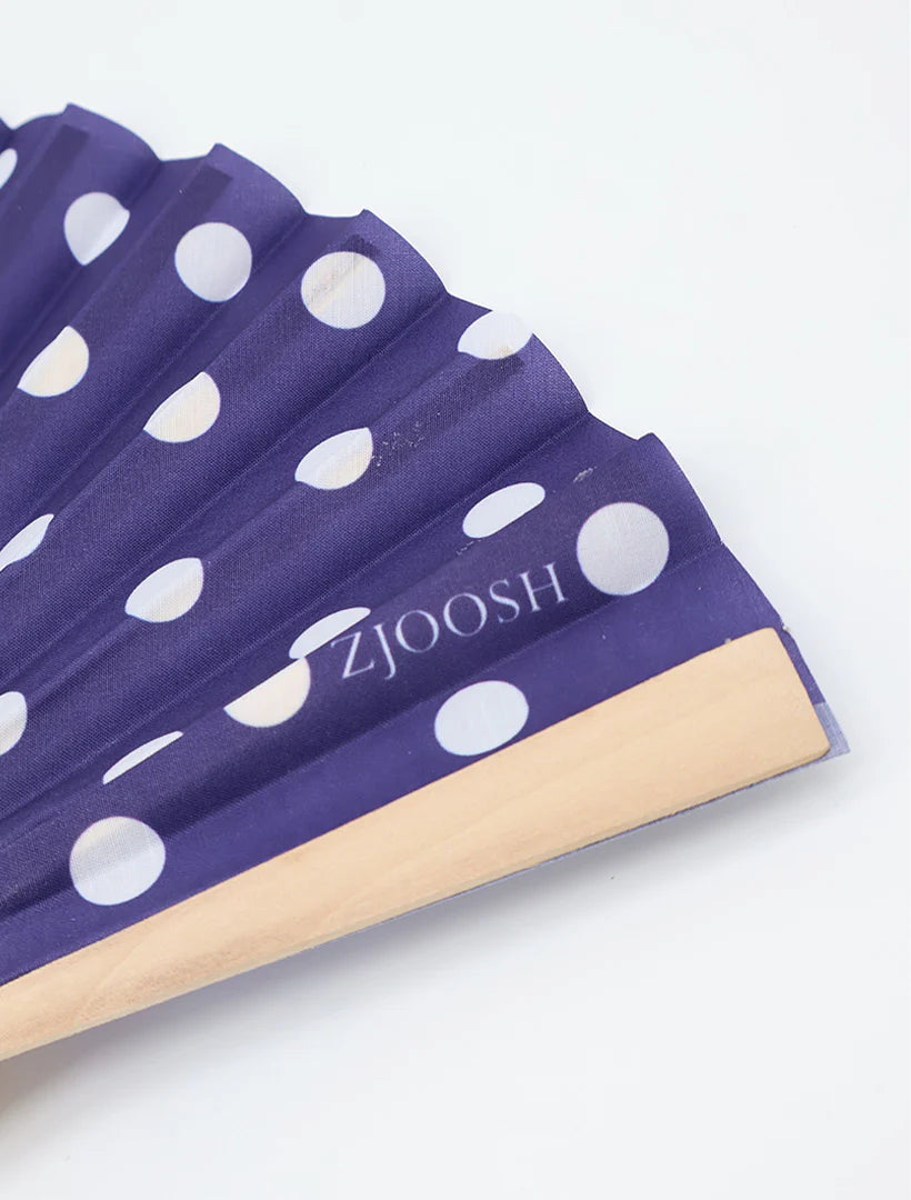 Zjoosh - Hand Fan White Polka Dots