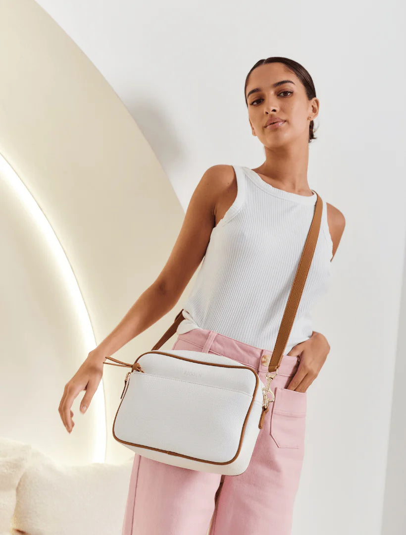 Zjoosh - Leah Cross Body Bag Dual Tone - White Tan