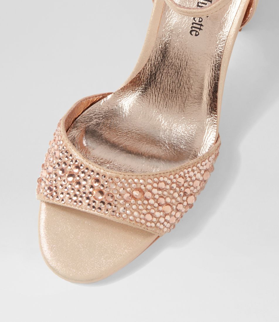 Django & Juliette - Kitta Rose Gold Shimmer Jewels Leather Sandals
