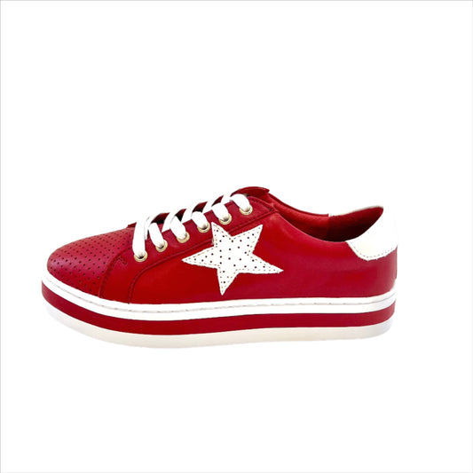 Alfie & Evie - Pixie Rosso Classic Tennis Sneaker - Red/White
