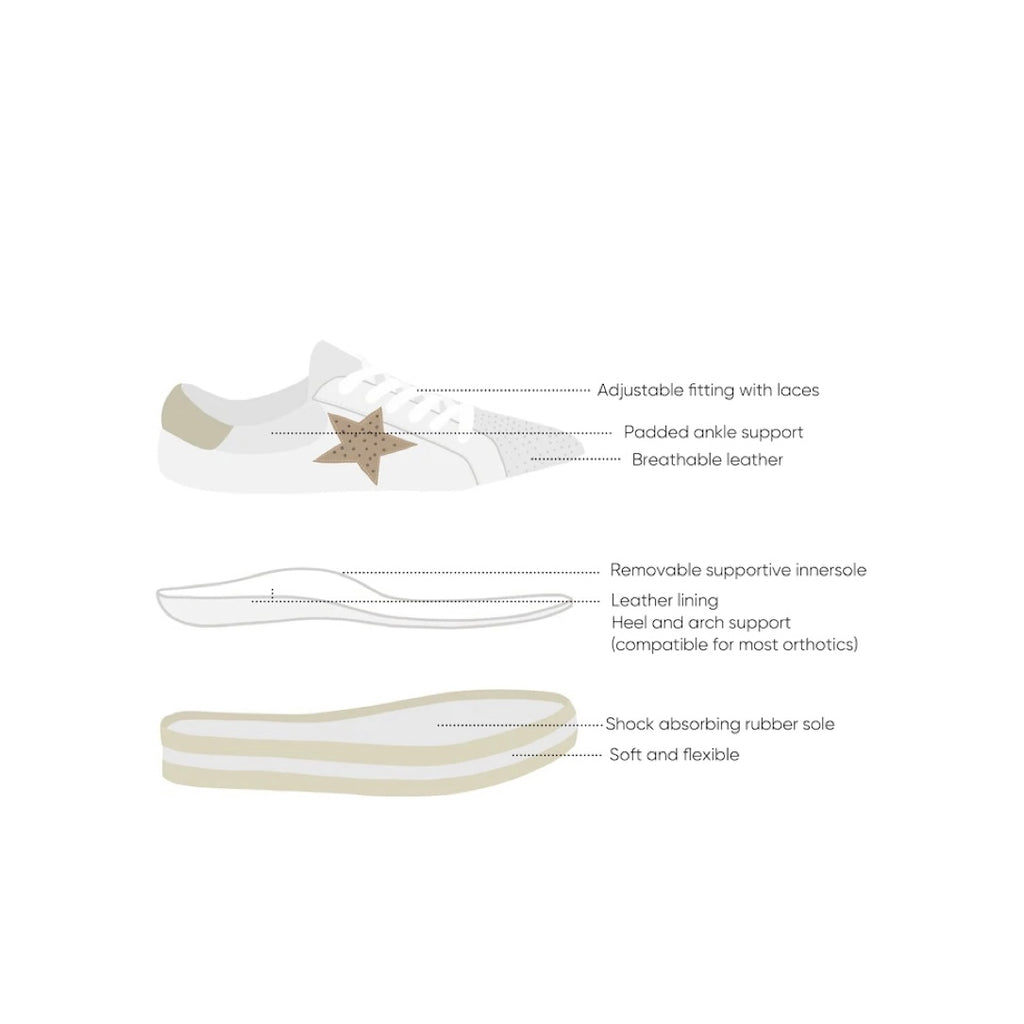 Alfie & Evie - Pixie Tennis Sneaker - Cream Honey Deer