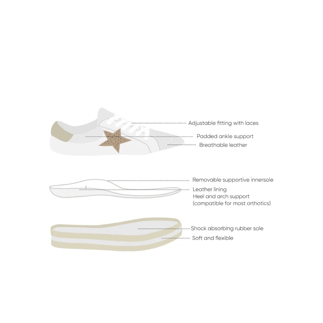 Alfie & Evie - Pixie Tennis Sneaker - Cream Honey Deer